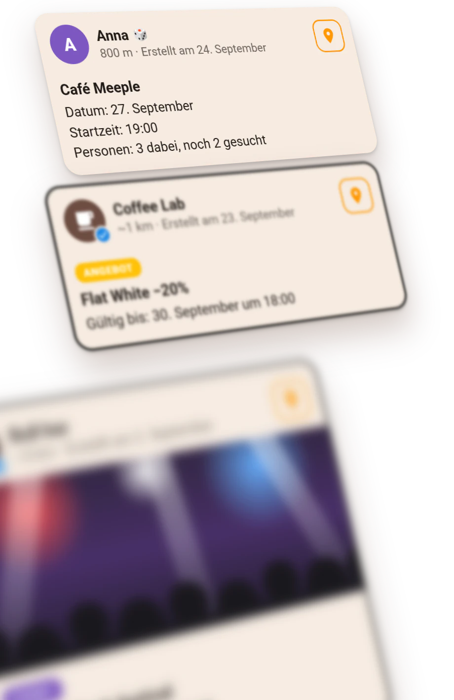 Der GoLetsGo-Feed: Treffen von Leuten und Angebote von Locations