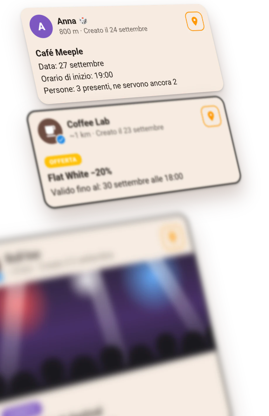 Il feed di GoLetsGo: incontri tra persone e offerte dei locali